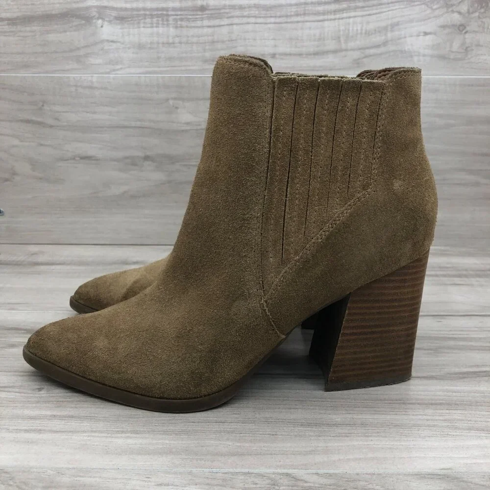 Marc Fisher Ankle Boots Womens 10M Gadri Brown Suede Slip On Booties